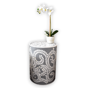 Bone Inlay Floral Side Table
