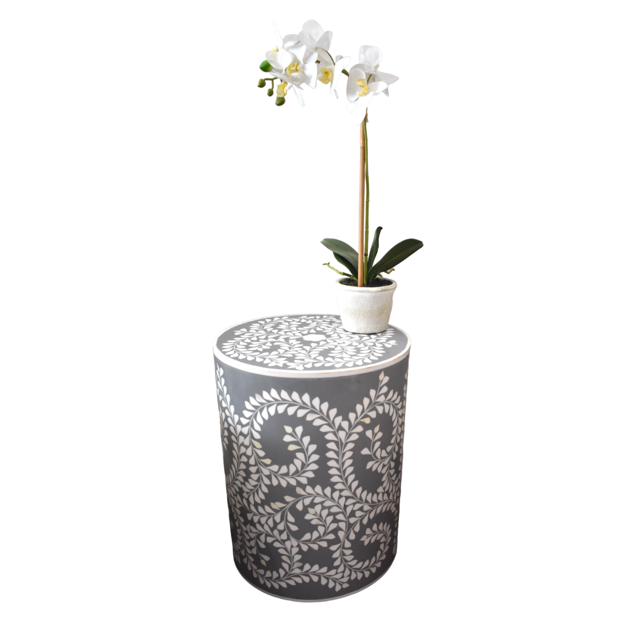 Bone Inlay Floral Side Table