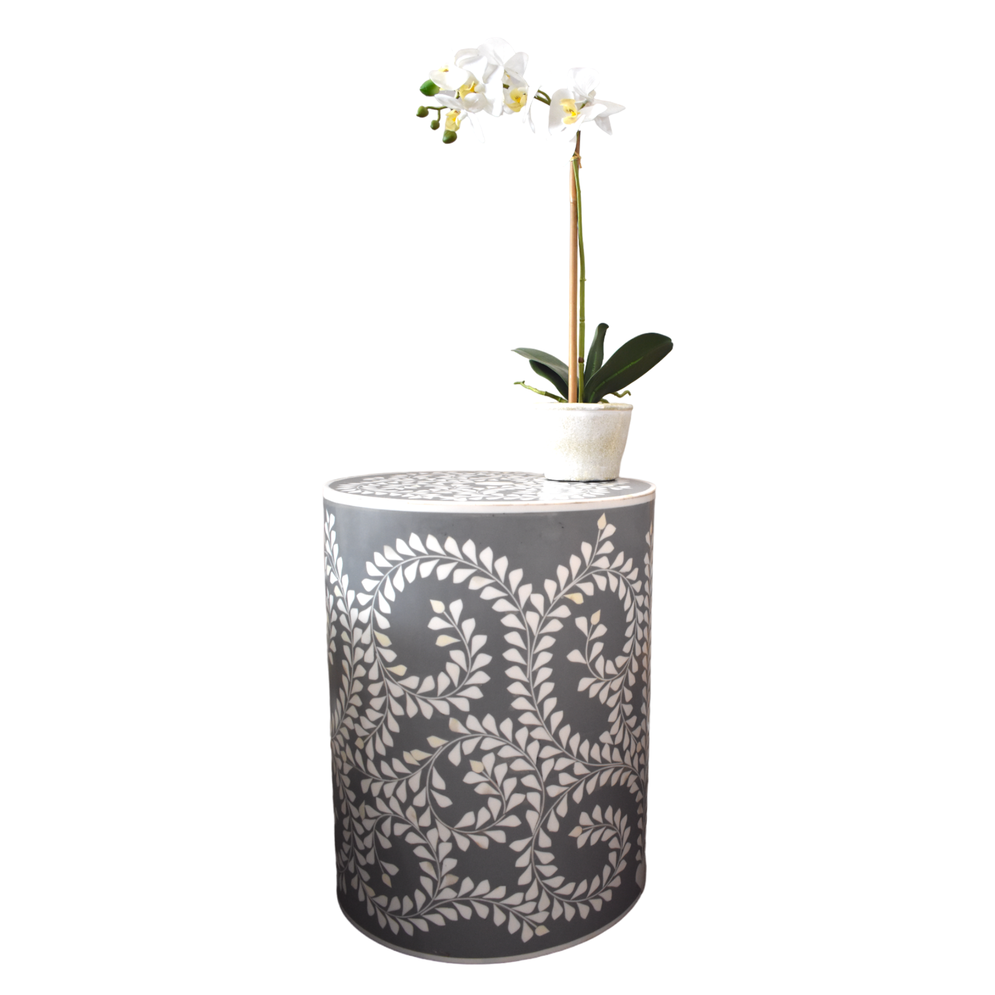 Bone Inlay Floral Side Table